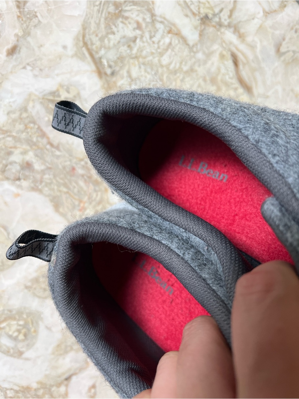 L.L. Bean Women's Ash Gray Wool Lace-Up Sneakers with Red Interior - Picture 3 of 15